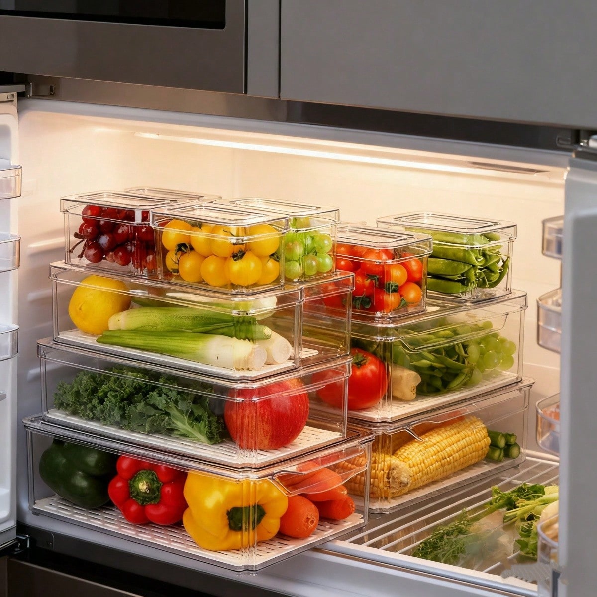 Commercial Kitchen Fridge - Conjunto de 7 Caixas Organizadoras Empilháveis